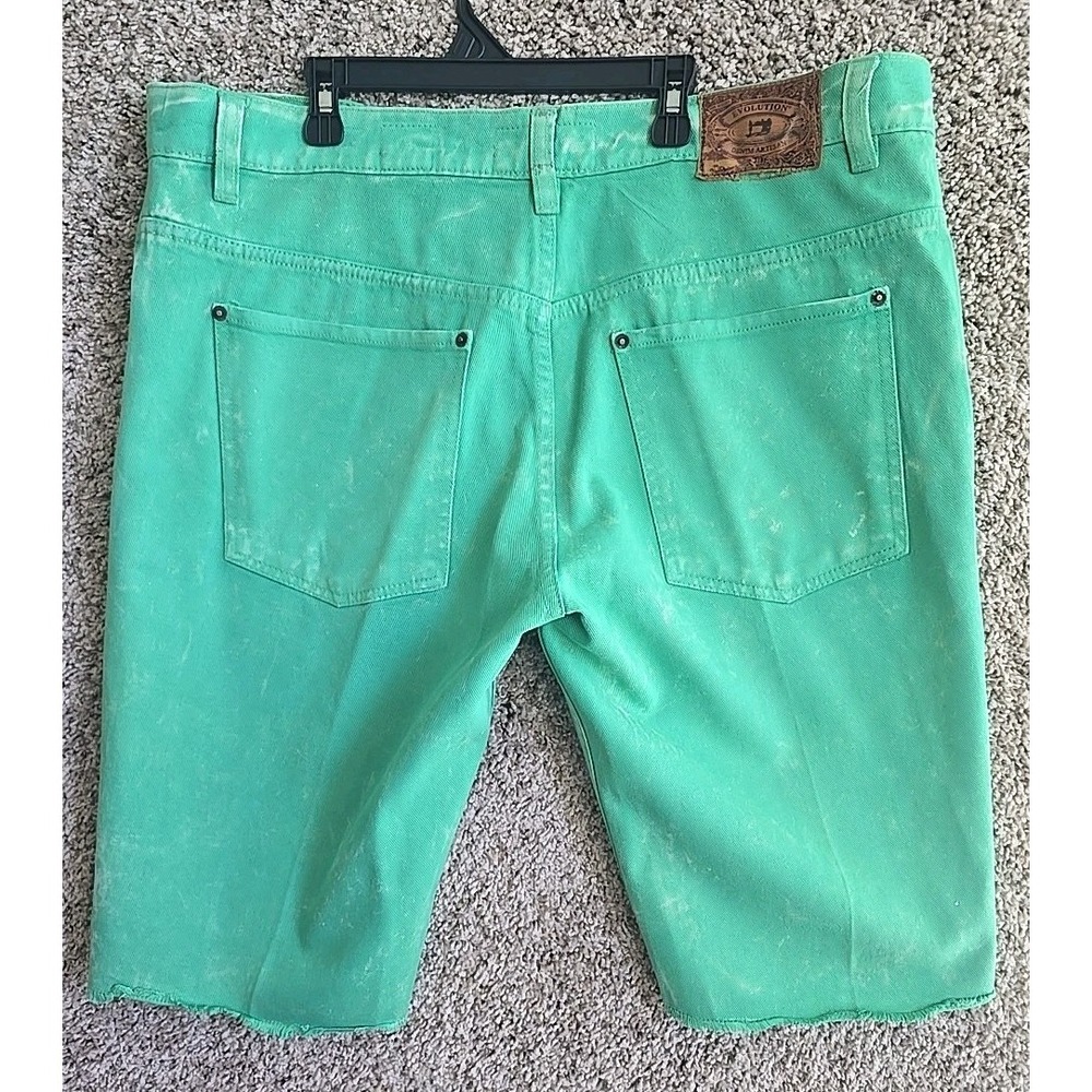 Evolution In Design Denim Artisan Denim Shorts ~ Green~Size 38